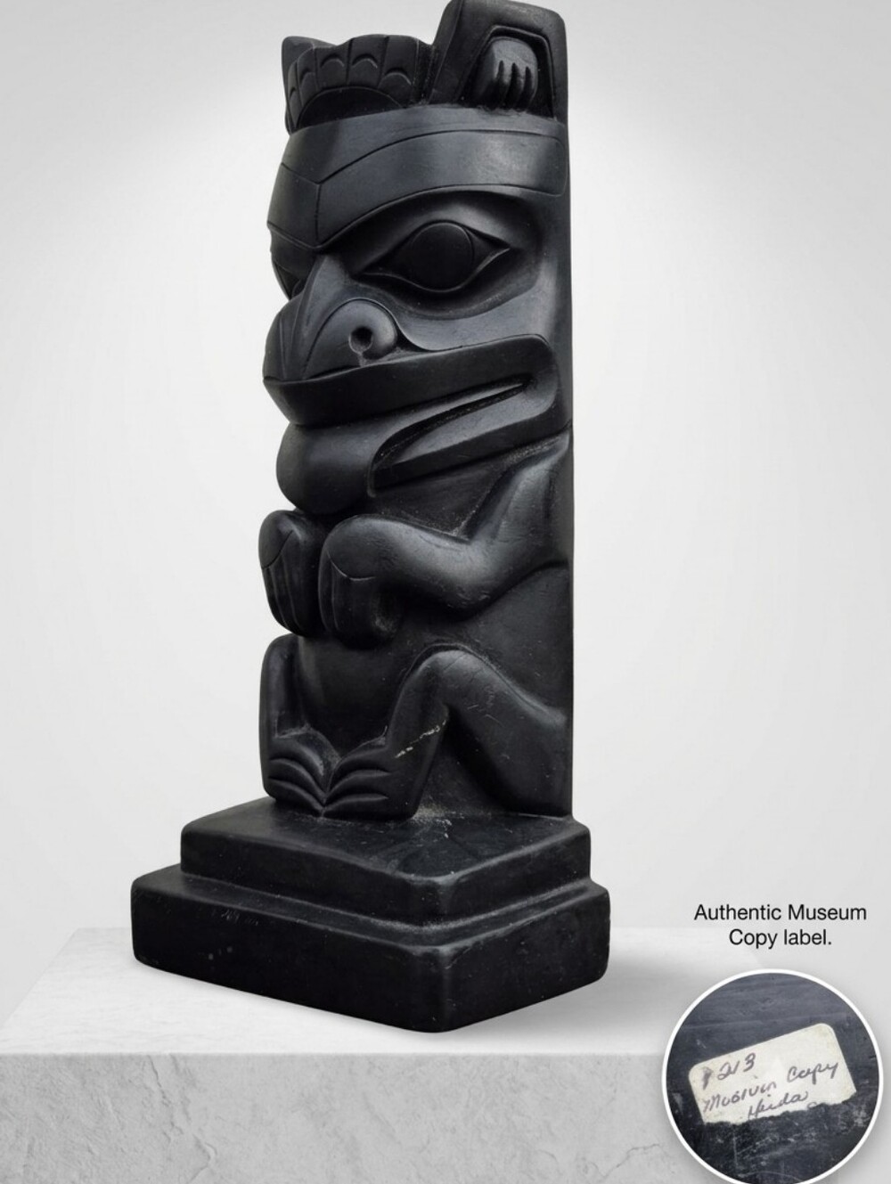 🌙Vintage Haida Bear/Beaver Totem Post - Museum Copy Argillite Style Indigenous